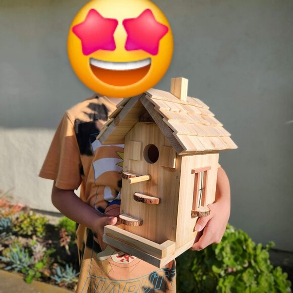 NEW HANDMADE Wooden Bird House Birdhouse Handbuilt Wood Garden Decor Spring Made - Picture 1 of 4